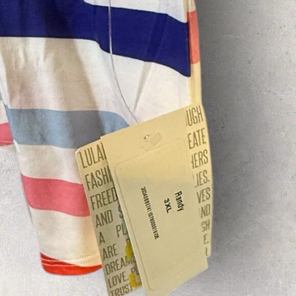 Lularoe Women's Randy Baseball Raglan Pink Sleeve And Multicolor Stripe 3XL NWT - Picture 2 of 5